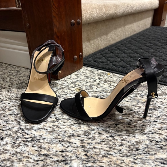 Christian Louboutin Black Ankle Strap Heels | Red Sole | Elegant Classic - Picture 2 of 3